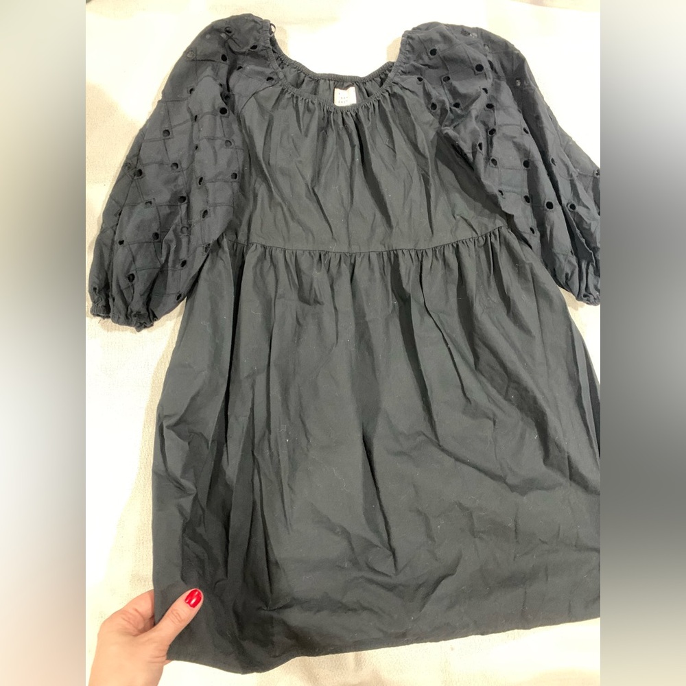 a new day Black Puff-Sleeve Eyelet Dress for Girls